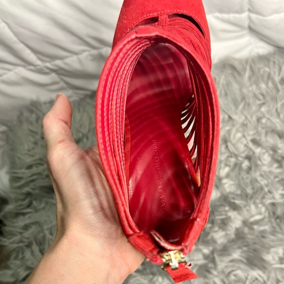 Zara red caged peep-toe stiletto heels - Picture 9 of 11